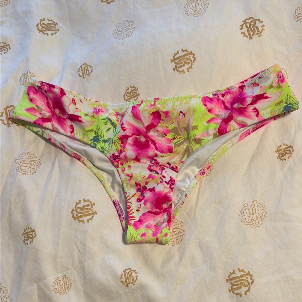 Victoria's Secret Floral Bikini Bottom - Pink and Green